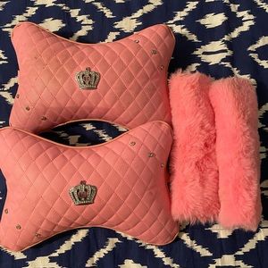 Car headrest cushions and seatbelt covers